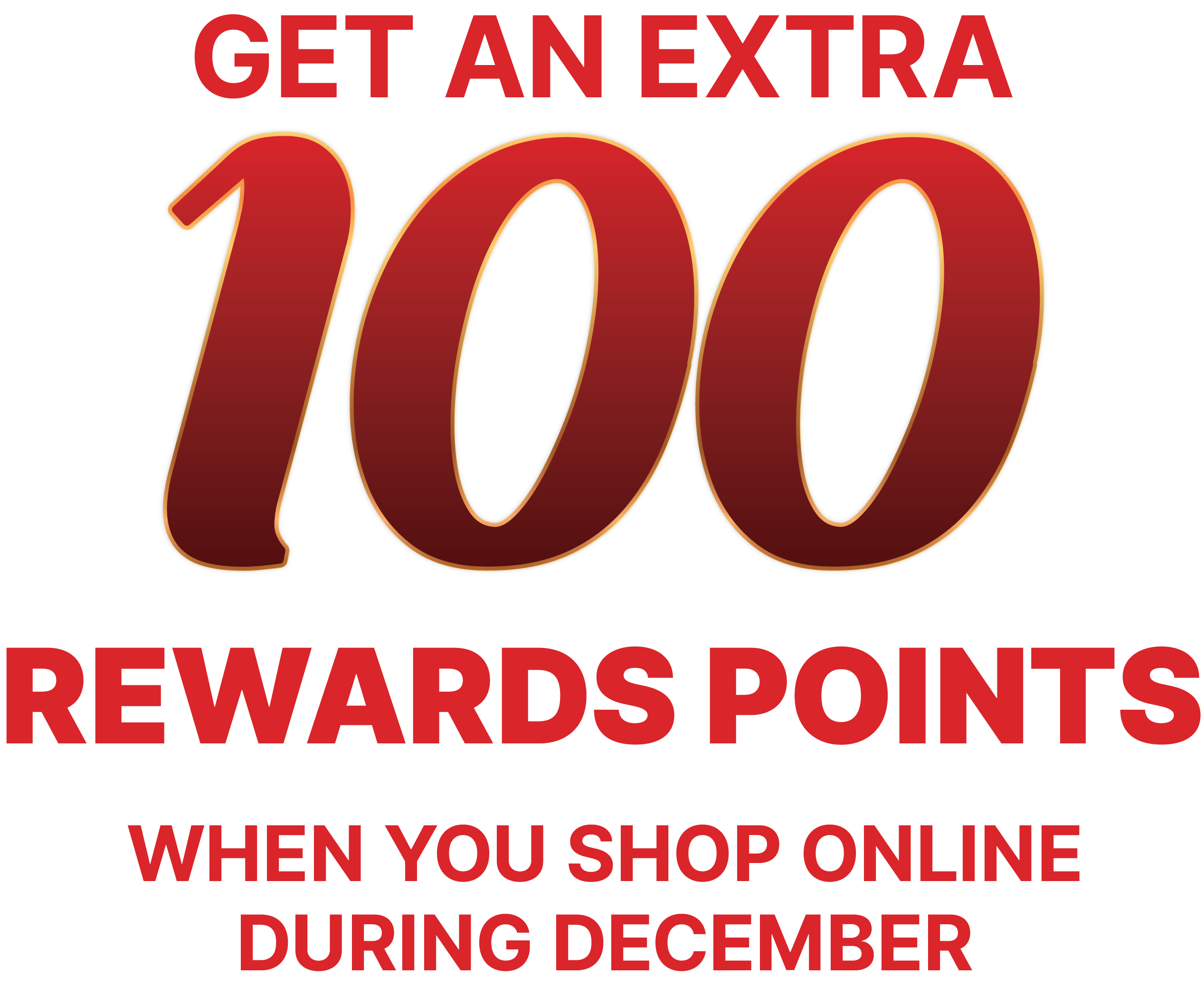 Get an extra 100 rewards points when you shop online in December